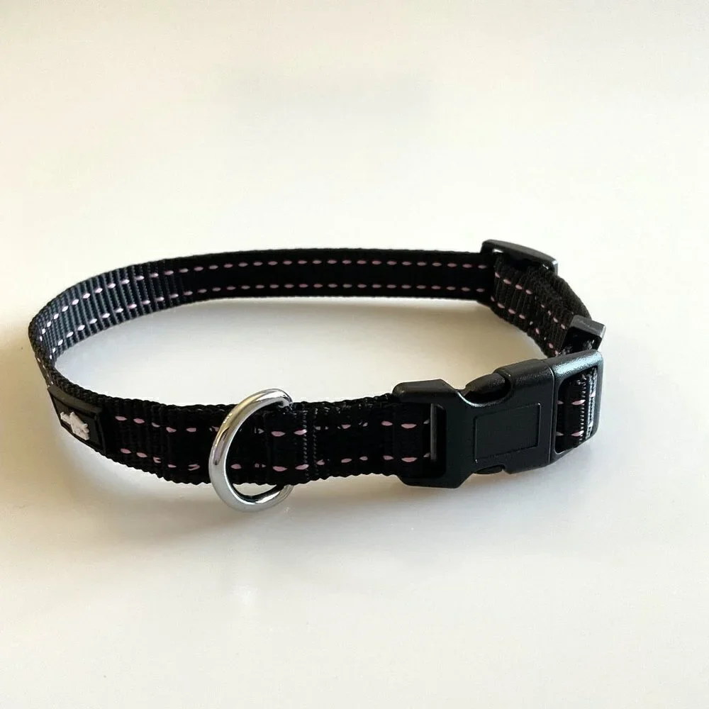 ADJUSTABLE QUICK RELEASE DOG COLLAR BLACK PINK